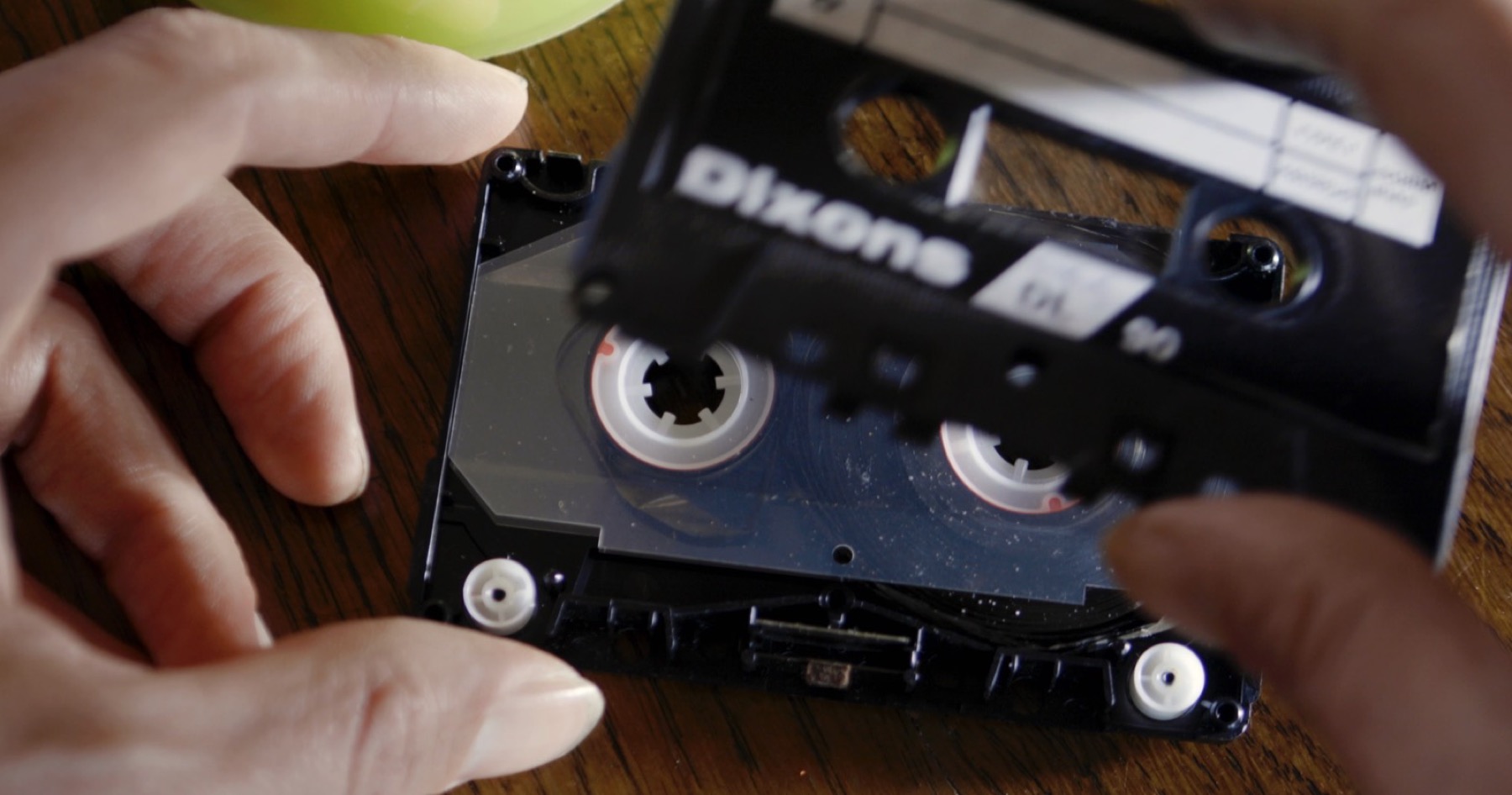 Opening a cassette tape recorded by Sue